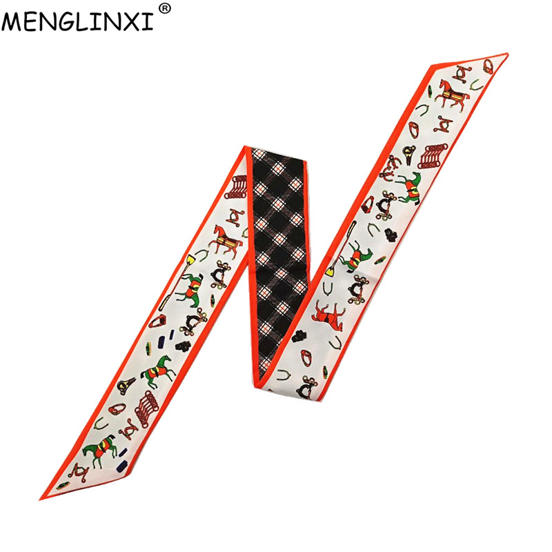 Luxury Bags Women Brands - Cavalo xadrez lenço magro bolsa feminina