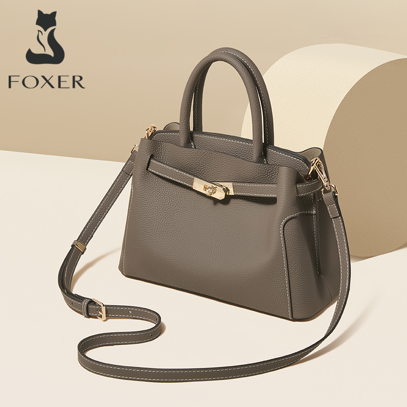 Luxury Bags For Women Sale - Bolsa Feminina FOXER de Couro Genuíno,