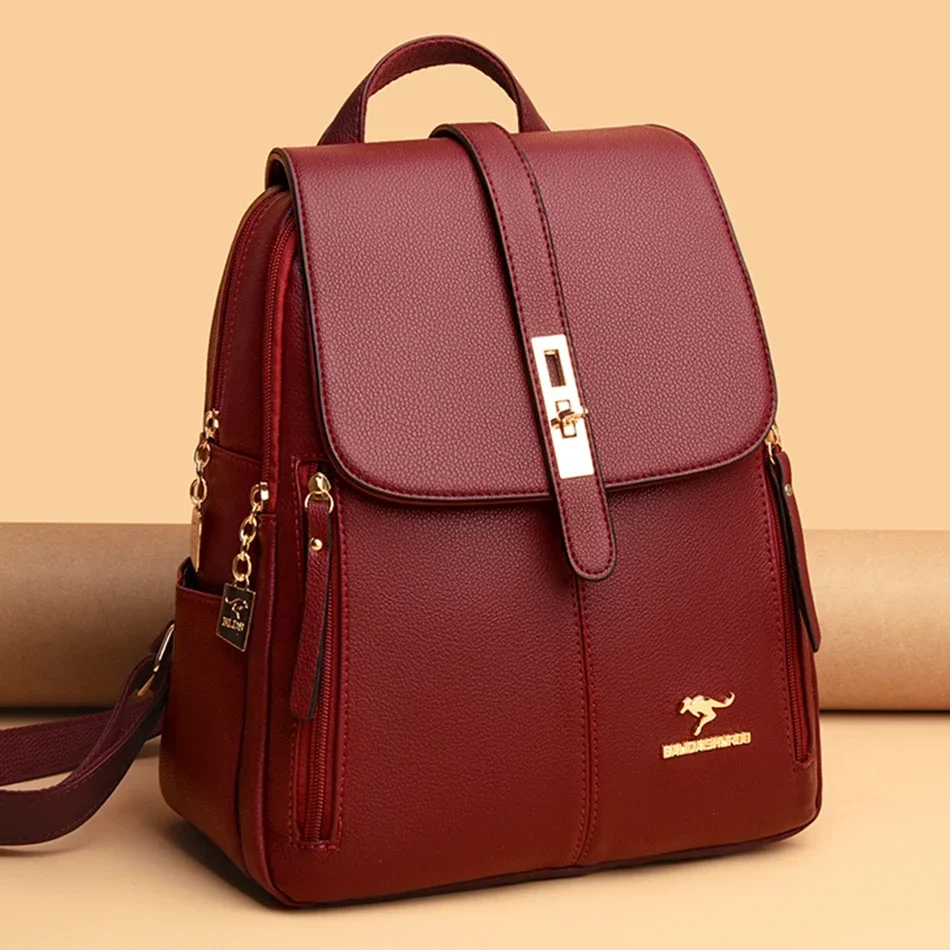 Luxury Bags For School - Mulheres de couro grande capacidade mochila