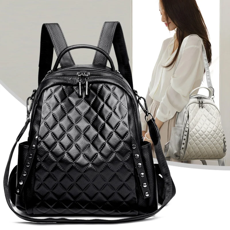 Genuíno couro mochila feminina - Luxury Bags For School avaliação e preço