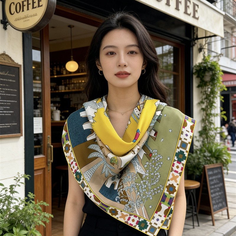 Lenço de Seda Quadrado 90CM de - Luxury Bags Designer avaliação e preço