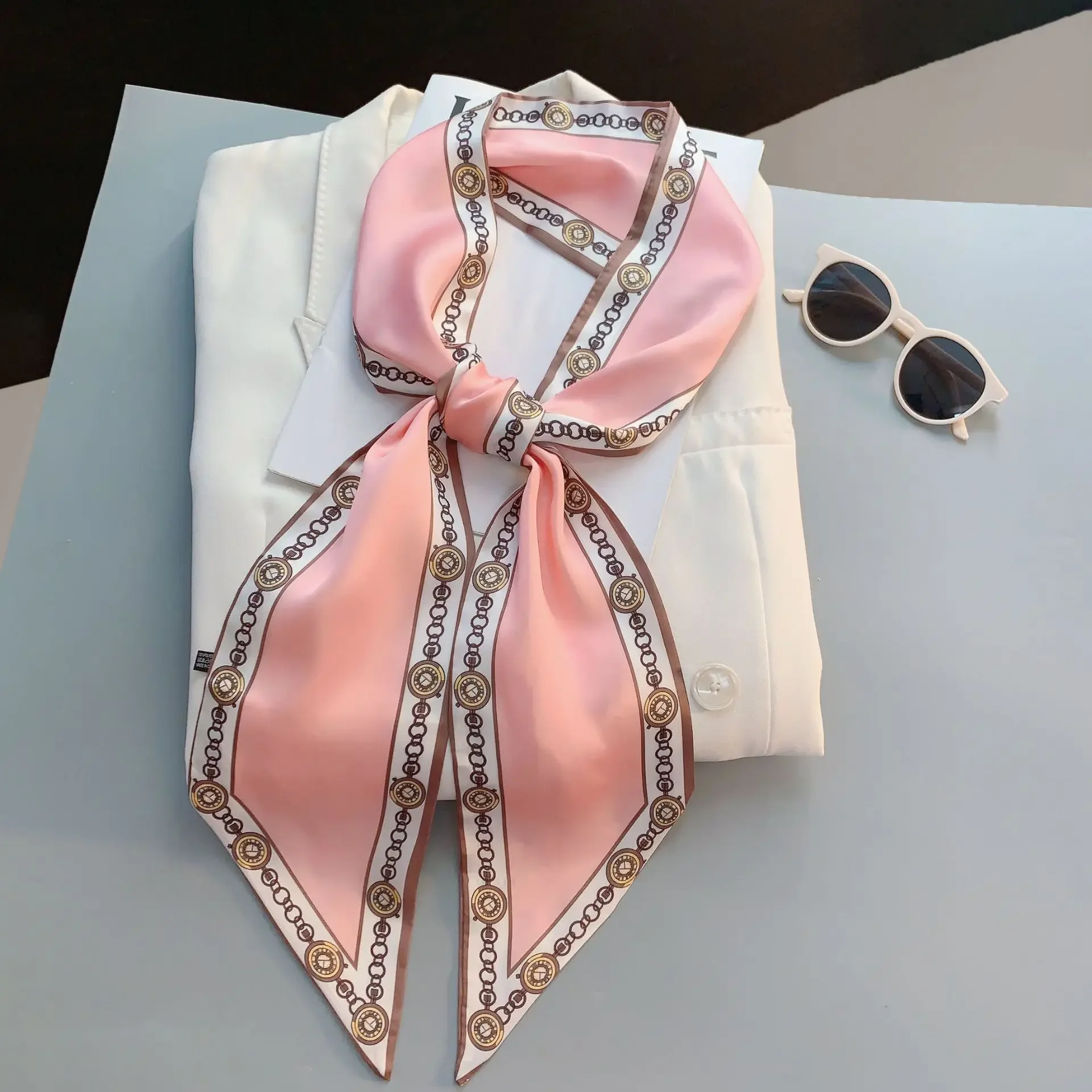Lenço Estreito Estampado Xadre - Luxury Bags Designer avaliação e preço