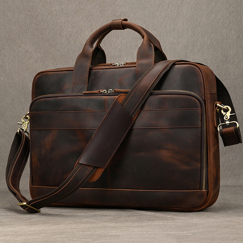 Crazy horse couro genuíno dos  - Laptop Bag Leather 15 avaliação e preço