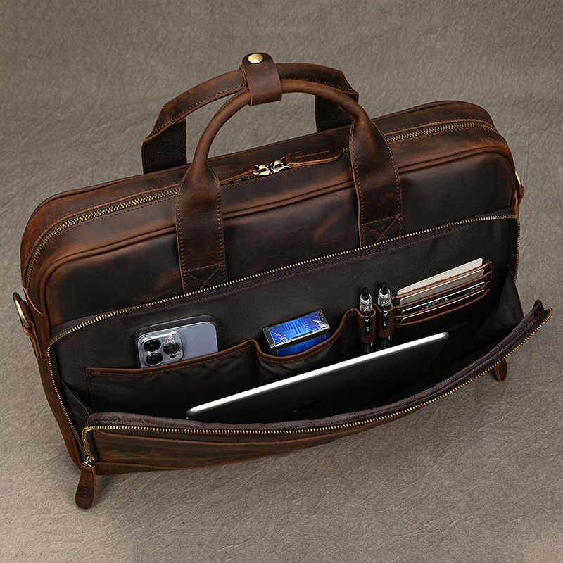 Crazy horse couro genuíno dos  - Laptop Bag Leather 15 avaliação e preço