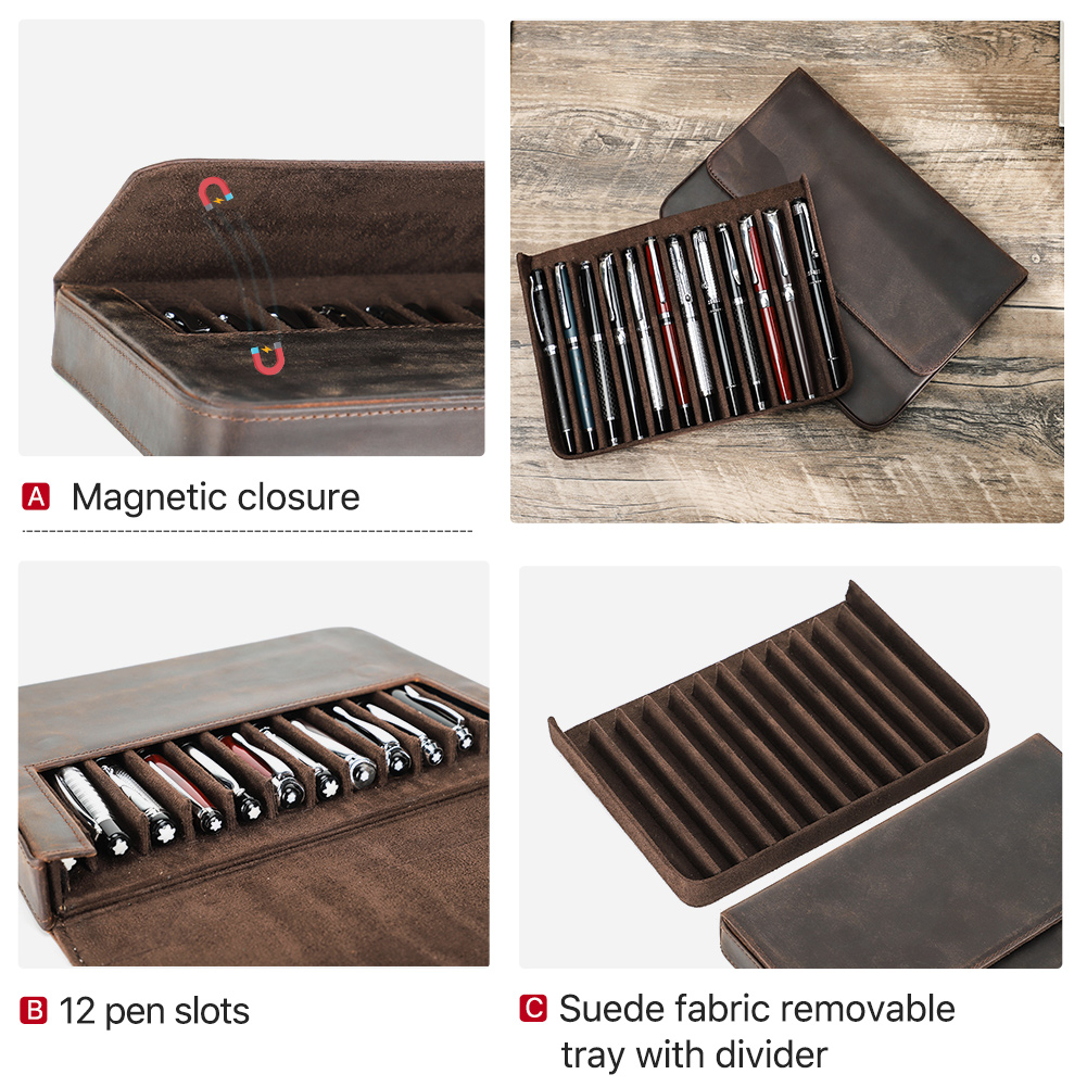 Luxo couro genuíno 12 slots ca - Luxury Bags For School avaliação e preço